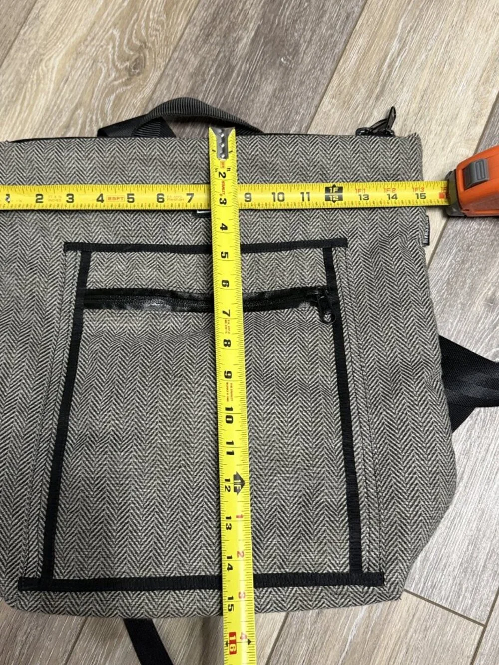 Rickshaw Bagworks Herringbone Zip Top Backpack Grey Made in USA
